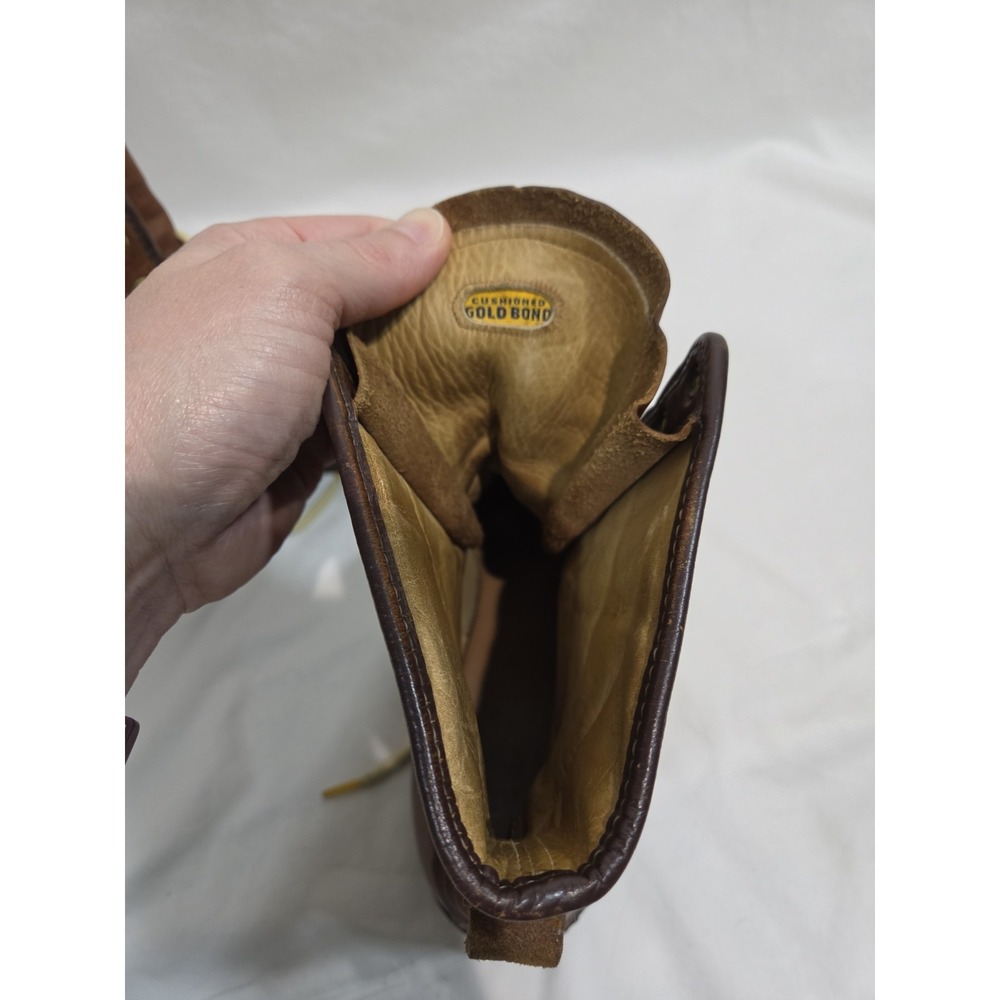 VTG Gold Bond Cushioned Work Boots 10 D Mens Brown Leather Moc Toe Oil Resistant - Picture 6 of 11
